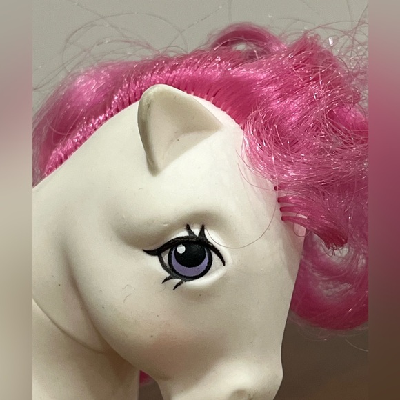 Vintage My Little Pony G1 1982 Hasbro White Pony Pink Hair lavender w/Brush! - Picture 5 of 9